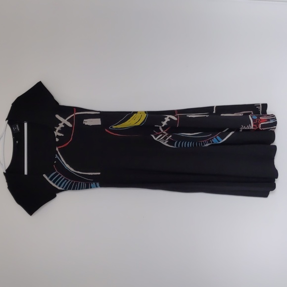 Desigual Short Sleeve Midi A-Line Dress S, Black with Colorful Abstract … - Picture 4 of 12